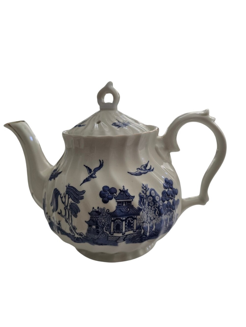 Vintage Japan Blue Willow Style Porcelain Teapot Cottagecore Chinoiserie Decor - Picture 7 of 10